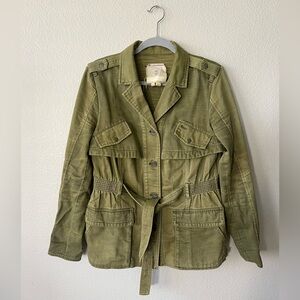 HEI HEI Anthropologie Ruffleback Military Green Jacket Women’s Size M
